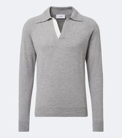 Lardini Virgin Wool And Cashmere Polo Sweater In Gray