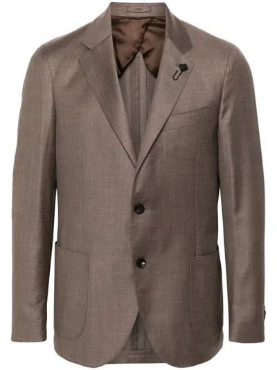 Lardini Virgin Wool Blazer In Brown