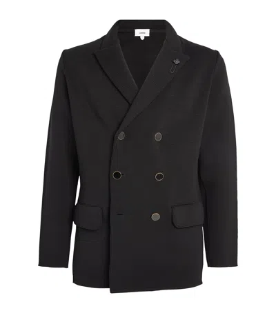 Lardini Virgin Wool Blazer Cardigan In Black