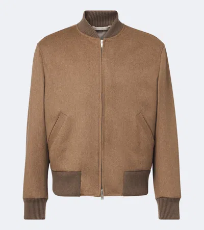 Lardini Virgin Wool Bomber Jacket In Brown