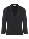 Lardini Black Single-breasted Jacket With Notched Revers And Floral Pin Detail On The Front In Wool Man In Black