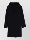 Lardini Classic Black Virgin Wool Coat With Hood And Front Button Fastening In Black