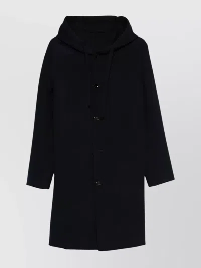 LARDINI VIRGIN WOOL COAT FEATURING HOOD AND LONG SLEEVES