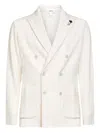 Lardini Virgin Wool Double-breasted Blazer In White