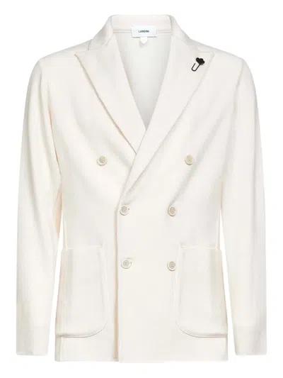 Lardini Virgin Wool Double-breasted Blazer In White