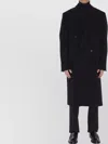 Lardini Virgin Wool Double-breasted Outerwear Coat In Black