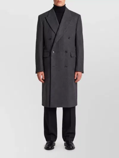 Lardini Virgin Wool Double-breasted Coat In Blue