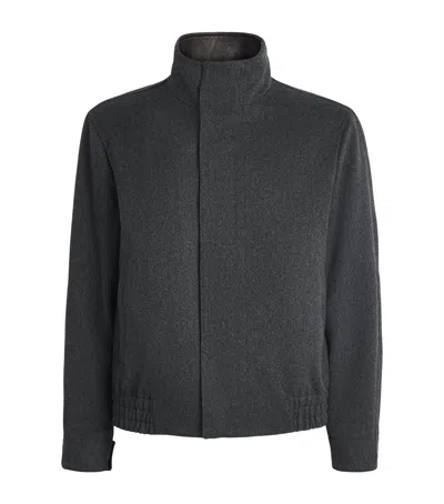 Lardini Virgin Wool High Neck Jacket In Grey