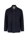 Lardini Blue Minimalist Structured Collar Concealed Placket Jacket In Blue