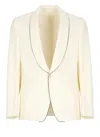 Lardini Wool Shawl Neck Jacket In Ivory