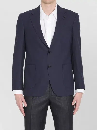 Lardini Virgin Wool Jacket Regular Fit In Blue