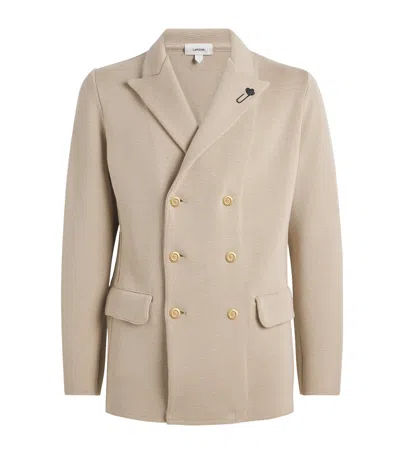 Lardini Virgin Wool Knitted Blazer In Neutral
