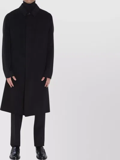 Lardini Virgin Wool Long Coat Pockets In Black