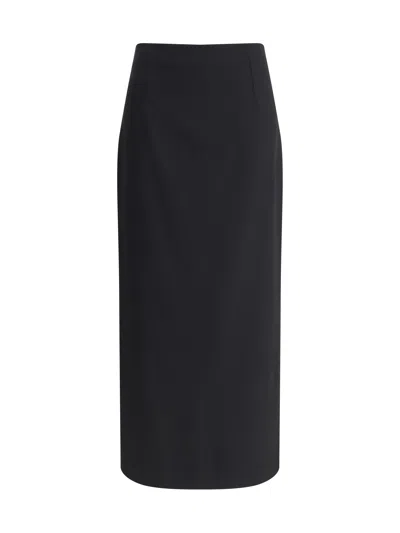 Lardini Virgin Wool Midi Skirt In Black