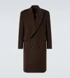 Lardini Brooch-detail Double-breasted Coat In Brown