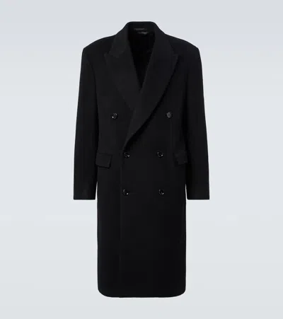 Lardini Virgin Wool Overcoat In Black