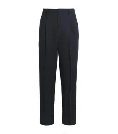 Lardini Virgin Wool Pleated Straight Trousers In Blue