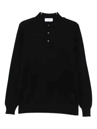 Lardini Virgin Wool Polo Shirt In Black