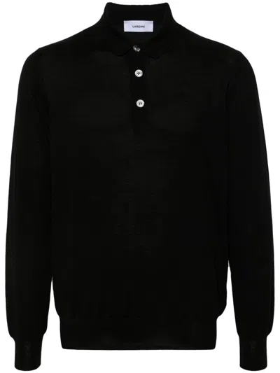 Lardini Long-sleeve Cotton-silk Polo Shirt With Front Button Closure In Animal Print