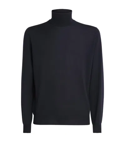 Lardini Virgin Wool Rollneck Sweater In Blue