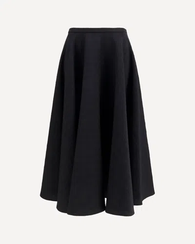 Lardini Virgin Wool Ruffled Midi Skirt In Black