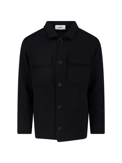 Lardini Black Virgin Wool Buttoned Shirt In Multi