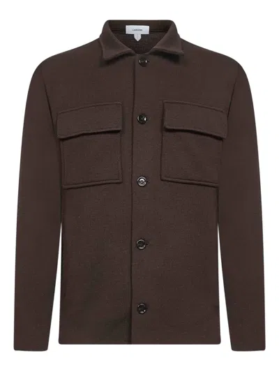 Lardini Virgin Wool Shirt Jacket In Brown