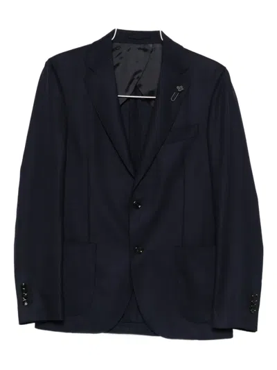 Lardini Virgin Wool Single-breasted Blazer In Blue