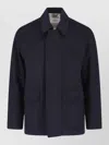 Lardini Blue Minimalist Structured Collar Concealed Placket Jacket In Blue