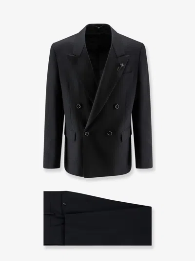 Lardini Virgin Wool Suit In Black