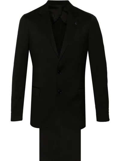 Lardini Virgin Wool Suit In Black