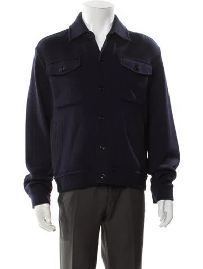 Pre-owned Lardini Virgin Wool Trucker Jacket In Blue