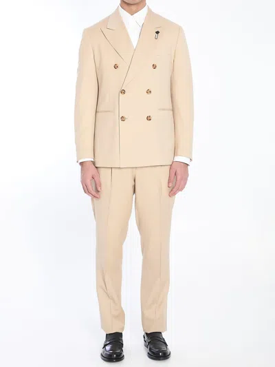 Lardini Suit Double-breasted Peak Lapels In Neutral