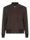 Lardini Virgin Wool Zip-up Bomber Jacket In Brown