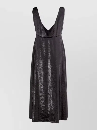 Lardini V-neck A-line Maxi Dress In Black