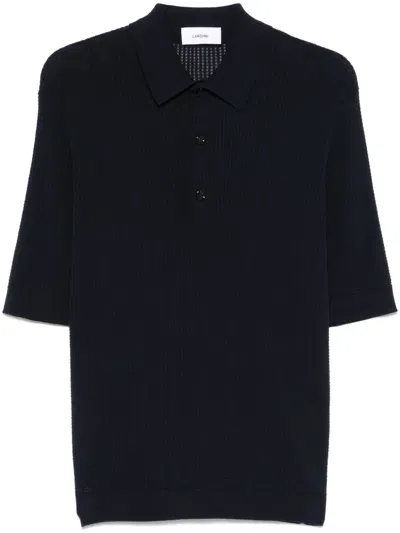 Lardini Els Slim-fit Waffle-knit Cotton Shirt In Blue