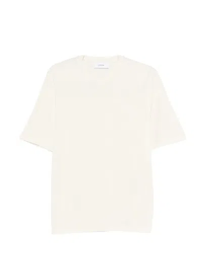 Lardini Cotton Crew Neck T-shirt With Ribbed Cuffs And Hem In White