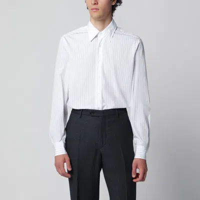 Lardini White Cotton Shirt With Fine Stripes