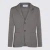 Lardini Ribbed Texture Crewneck Sweater With Notched Lapel In White