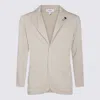 Lardini White Linen Blazer In Grey