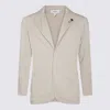Lardini White Linen Blazer In Mastice