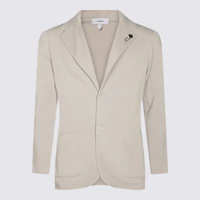 Lardini White Linen Blazer In Grey