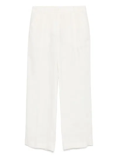 LARDINI WHITE LINEN TROSERS