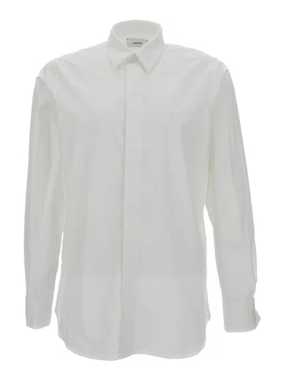 Lardini White Shirt With Concealed Closure In Cotton Man