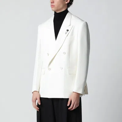 Lardini White Viscose Doublebreasted Suit