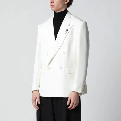 Lardini White Viscose Doublebreasted Suit