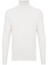 Lardini White Wool-cashmere Ribbed Roll Neck