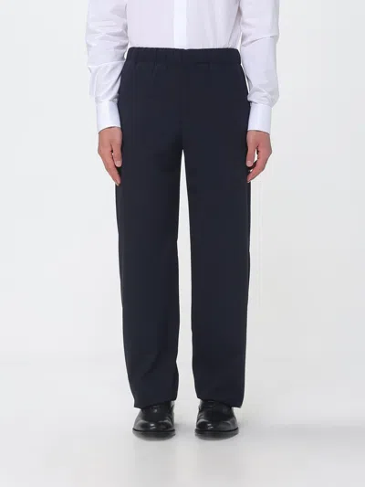 Lardini Wide Leg Virgin Wool Trousers In Blue