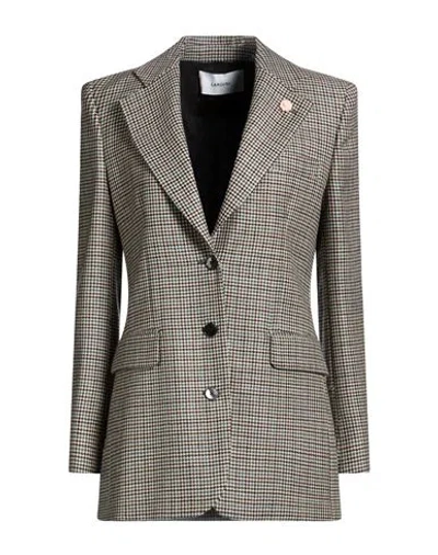 Lardini Woman Blazer Beige Size 6 Wool In Multi