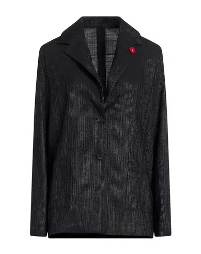Lardini Woman Blazer Black Size 10 Wool, Polyester